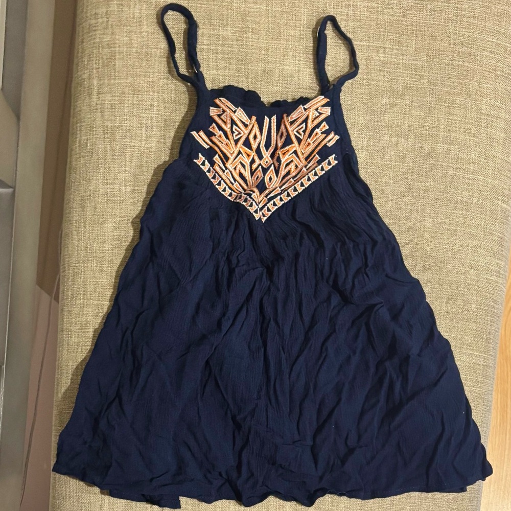 Aeropostale Boho Blue Tank Top with Embroidery